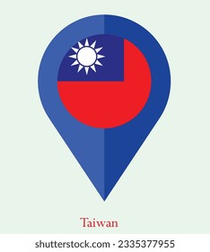 Flag of Taiwan, Flag of Taiwan Map pointer icon. Vector illustration flag pointer.