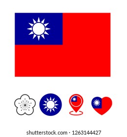 Taiwan National Symbols Vector Set Stock Vector (Royalty Free) 1267866772