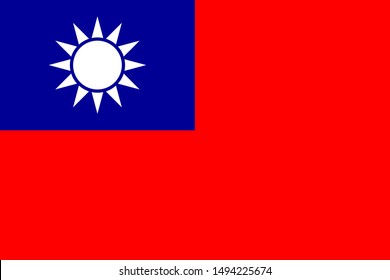 Bandera de Taiwán oficialmente bandera de la República de China es un estado en Asia Oriental, una ilustración vectorial.