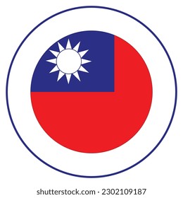 Flag of Taiwan round. Taiwan flag in circle