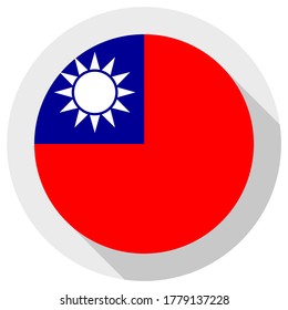 Flag of Taiwan, Round shape icon on white background, vector illustration