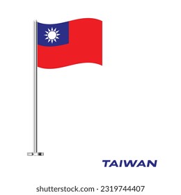 Flag of Taiwan, Table Flag of Taiwan, Vector Illustration, Wavy Table Flag of Taiwan.