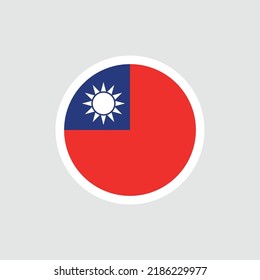 Flagge von Taiwan. Taiwanische rote und blaue Flagge mit dem Bild der Sonne. Staatssymbol der Republik China. Einzige Vektorgrafik.
