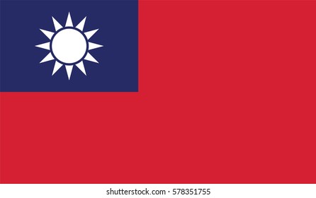 Flag of Taiwan. Vector. Accurate dimensions, element proportions and colors.