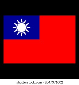 
Flag of Taiwan vector illustration on black background.