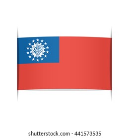 Flag of Taiwan. Vector illustration of a stylized flag. The slit in the paper with shadows. Element for infographics.