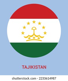 Flag Of Tajikista, Tajikista flag vector illustration, Tajikista flag in a circle.