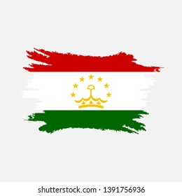 Flag of Tajikistan with brush effect, Tajikistan flag template design. Vector Eps 10