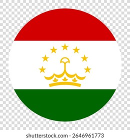 Flag of Tajikistan. Tajikistan circle flag logo icon computer vector illustration design. Checkerboard background.