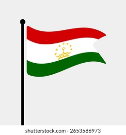 Bandeira do Tajiquistão. Tajiquistão bandeira computador digital vetor ilustração ícone design. Bandeira de mastro flutuante.
