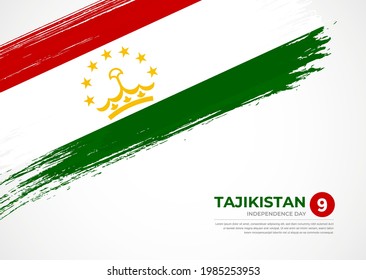 Flag of Tajikistan with creative painted brush stroke texture background