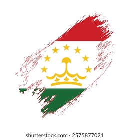 Flag of Tajikistan Grunge Brush Stroke Style Vector