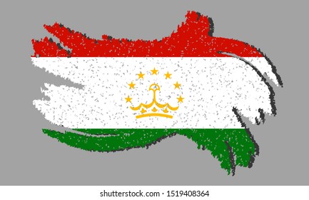 Flag of Tajikistan grunge, flag of Tajikistan with shadow on isolated background, vector illustration