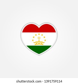 Flag of Tajikistan heart 3d, Tajikistan flag template design. Vector Eps 10