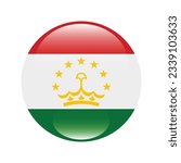 The flag of Tajikistan. Flag icon. Standard color. Circle icon flag. 3d illustration. Computer illustration. Digital illustration. Vector illustration.