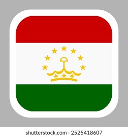 The flag of tajikistan. Flag icon. Standard color. flat vector square with rounded corners. Computer illustration. Digital illustration. Vector illustration