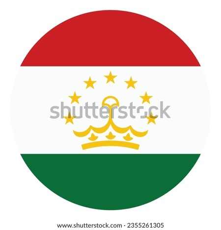 The flag of Tajikistan. Flag icon. Standard color. Circle icon flag. Computer illustration. Digital illustration. Vector illustration.