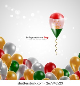 Flag of Tajikistan on balloon. Celebration and gifts. Balloons on the feast of the national day.