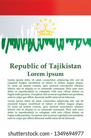 Flag of Tajikistan, Republic of Tajikistan. Template for award design, an official document with the flag of Tajikistan. Bright, colorful vector illustration.