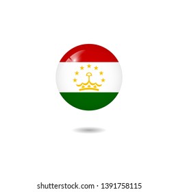 Flag of Tajikistan round 3d, Tajikistan flag template design. Vector Eps 10