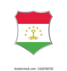 Flag of Tajikistan with silver shield frame