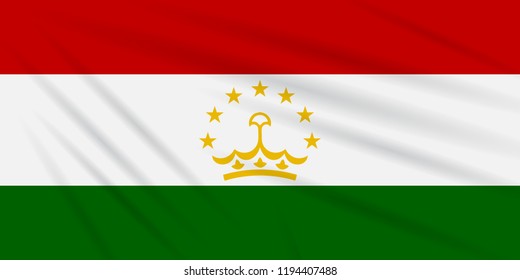 Flag Tajikistan swaying in the wind, realistic vector.