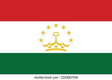 Flag of Tajikistan. Tajik tricolor flag with a crown and a semicircle of stars. State symbol of the Republic of Tajikistan.