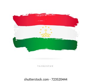 Flag of Tajikistan. Vector illustration on white background. Beautiful brush strokes. Abstract concept. Elements for design.