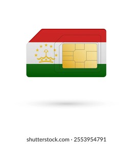 Flag of Tajikistan. Vector illustration of SIM Card with flag on white background