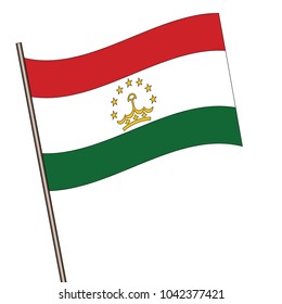 Flag of Tajikistan , Tajikistan flag waving isolated vector illustration