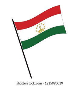 Flag of Tajikistan , Tajikistan flag waving isolated vector illustration