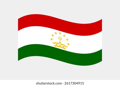 Flag of Tajikistan. Tajikistan wavy flag digital vector illustration. Fluttering flag.