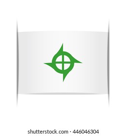 Flag Of Tajima (Fukushima Prefecture, Japan). Vector Illustration Of A Stylized Flag. The Slit In The Paper With Shadows. Element For Infographics.