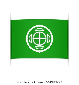 Flag of Takko (Aomori Prefecture, Japan). Vector illustration of a stylized flag. The slit in the paper with shadows. Element for infographics.