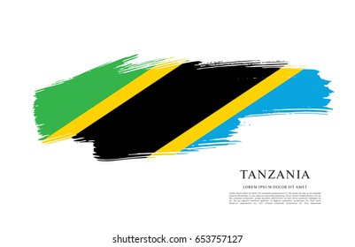 Flag of Tanzania, brush stroke background