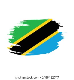 Flag of Tanzania with brush stroke effect , Tanzania flag template design. Vector eps 10