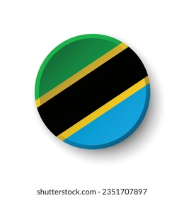 The flag of Tanzania. Button flag icon. Standard color. Circle icon flag. 3d illustration. Computer illustration. Digital illustration. Vector illustration.