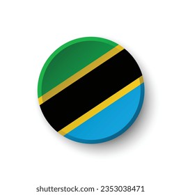 La bandera de Tanzania. Icono de indicador de botón. Color estándar. Indicador de icono de círculo. 3 quinquies ilustración. Ilustración del equipo. Ilustración digital. Ilustración vectorial.