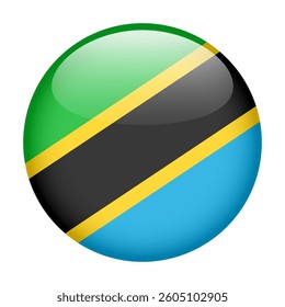 flag of Tanzania, button round glossy icon