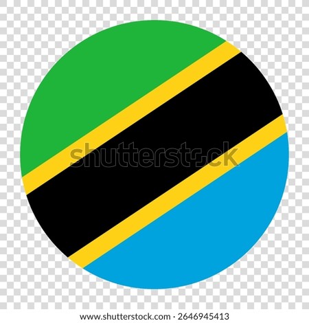 Flag of Tanzania. Tanzania circle flag logo icon computer vector illustration design. Checkerboard background.