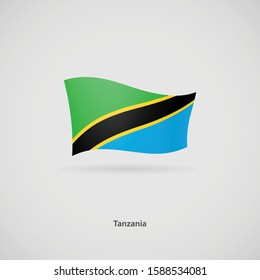 The flag of Tanzania is flying layered vector image.