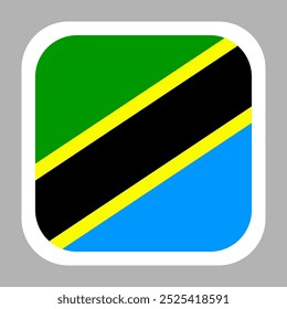 The flag of Tanzania. Flag icon. Standard color. flat vector square with rounded corners. Computer illustration. Digital illustration. Vector illustration