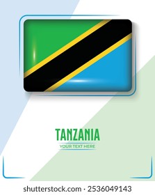 Flag of Tanzania isolated on White background with Text. Banner, Poster, vector, template, Mockup, Background, Social Media, Post, 3D.