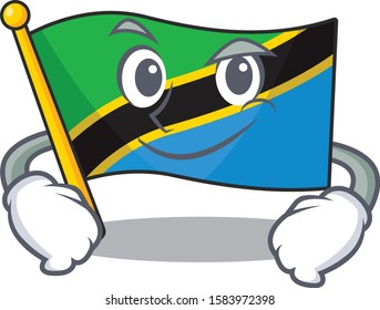 Flag tanzania mascot cartoon style with Smirking face