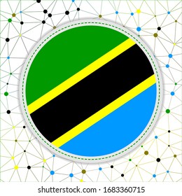 Bandera de Tanzania con fondo de red. Signo de Tanzania. Ilustración vectorial atractiva.
