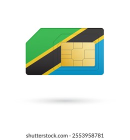 Flag of Tanzania. Vector illustration of SIM Card with flag on white background