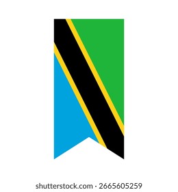 Bandeira da Tanzânia. Ícone de bandeira vertical da Tanzânia ilustração vetorial digital. A bandeira pendurada.
