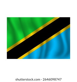 Bandeira da Tanzânia ondulada ao vento, com dobras 3d
