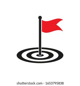 Flagge oder Zielsymbol einzeln auf weißem Hintergrund.Vektorillustration einzeln auf schwarzem Hintergrund. Zielkonzept-Symbol EPS10