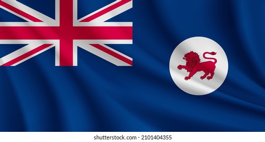 Flag of Tasmania, Australia. Realistic waving flag of Tasmania vector background.